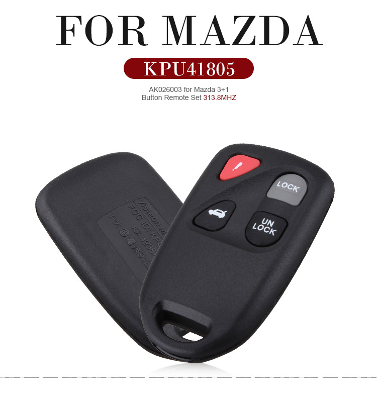 AK026003 Mazda 3+1 Button Remote Set 313.8MHZ FCC IDKPU41805