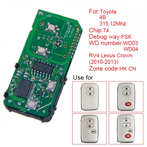 AK007077  for Toyota smart card board 4 buttons 315.12MHZ number 271451-5290-Eur