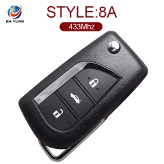 AK007094 for Toyota Carola Flip Remote Key 3Button 433MHz 8A Chip