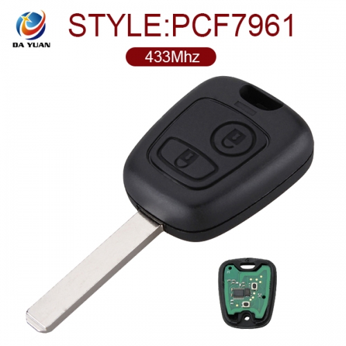 AK009008 for Peugeot 307 Remote Key 2 Button 433MHz ID46 PCF7961 Without Groove