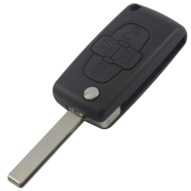 AS009003 0523 Peugeot flip remote key shell 4 button for 1007 and Citroen (HU83,VA2)