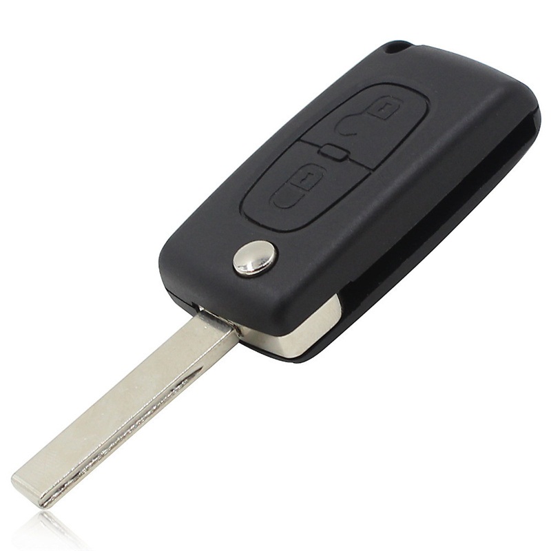 AS009010 0536 Peugeot 2 Button  Flip remote control key shell With Groove HU83