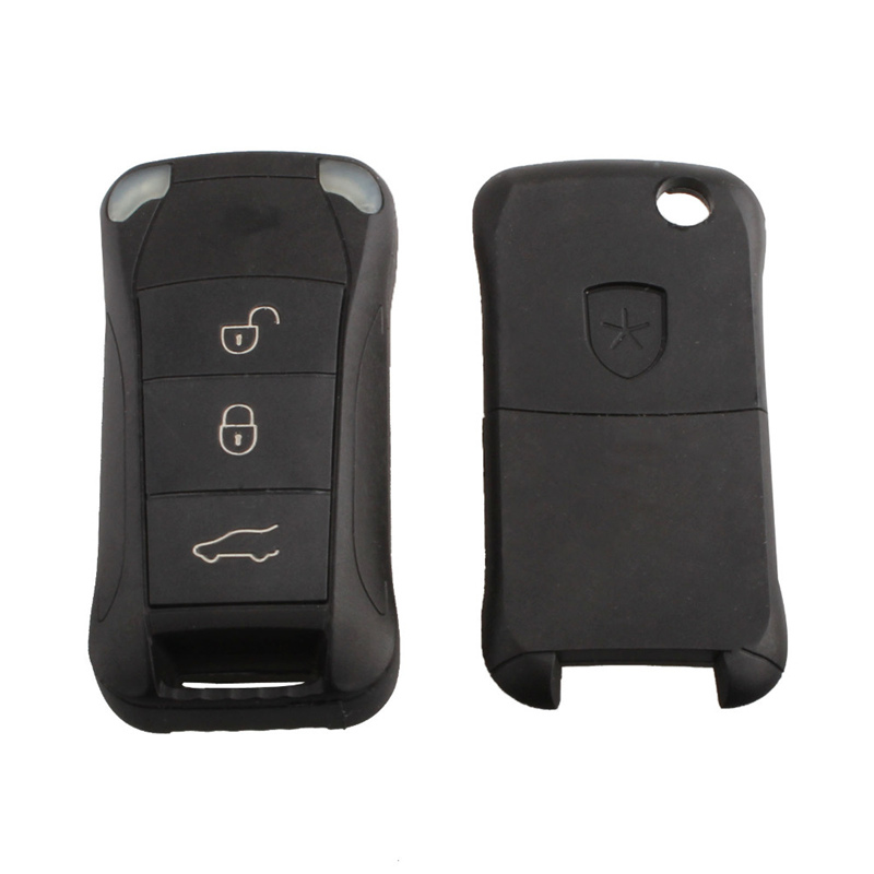 AS005005 Replacement Shell Remote Flip Folding Car Key Case Fob 3 Buttons For Porsche Cayenne Uncut