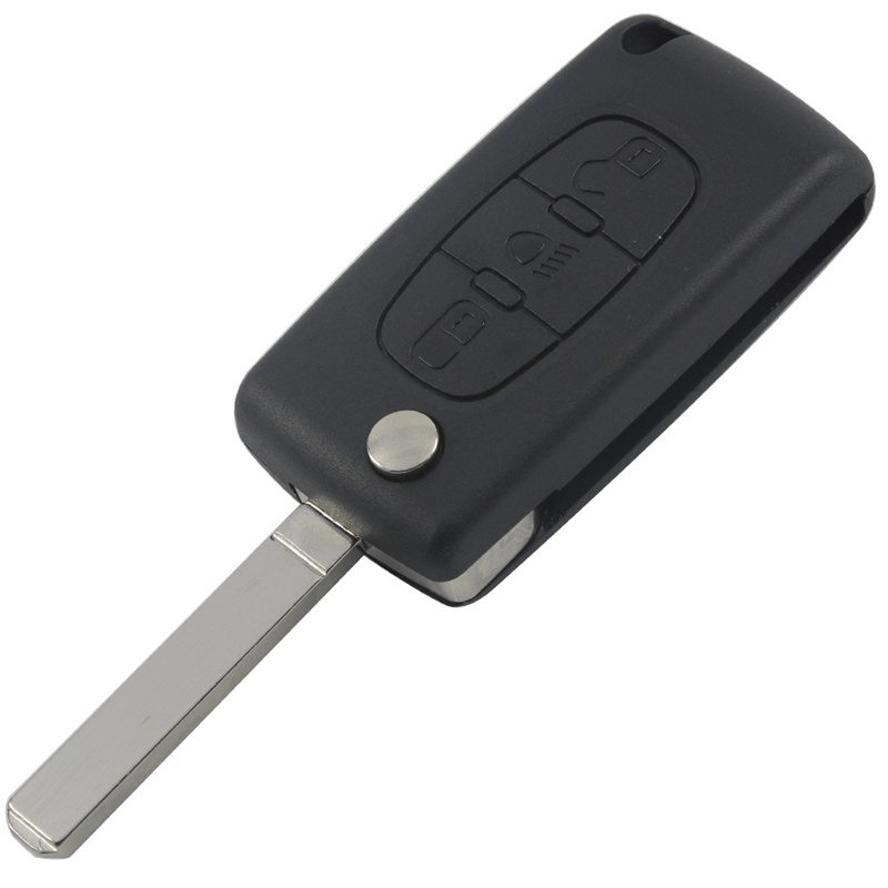 AS009006 0523 Peugeot and Citroen flip remote key shell 3 button (Light button) VA2