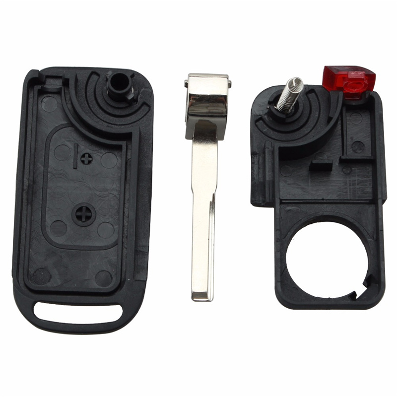 AS002004 Uncut Blade Key Case For 2 Buttons Mercedes For Benz A C E S Flip Folding Remote Key Shell 2 Track HU64 Blade With Logo