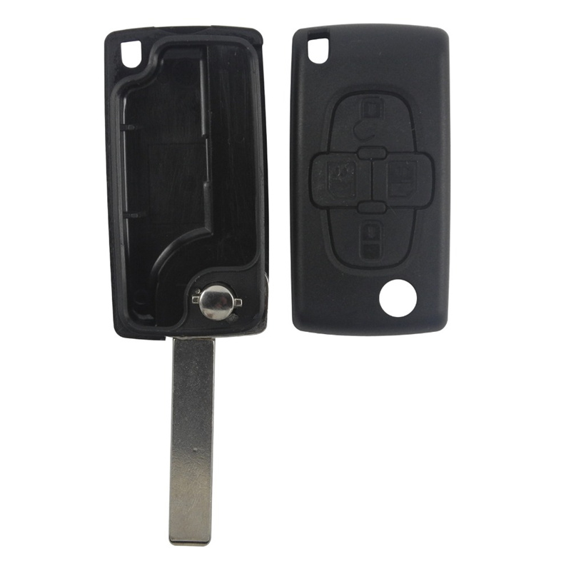 AS009003 0523 Peugeot flip remote key shell 4 button for 1007 and Citroen (HU83,VA2)