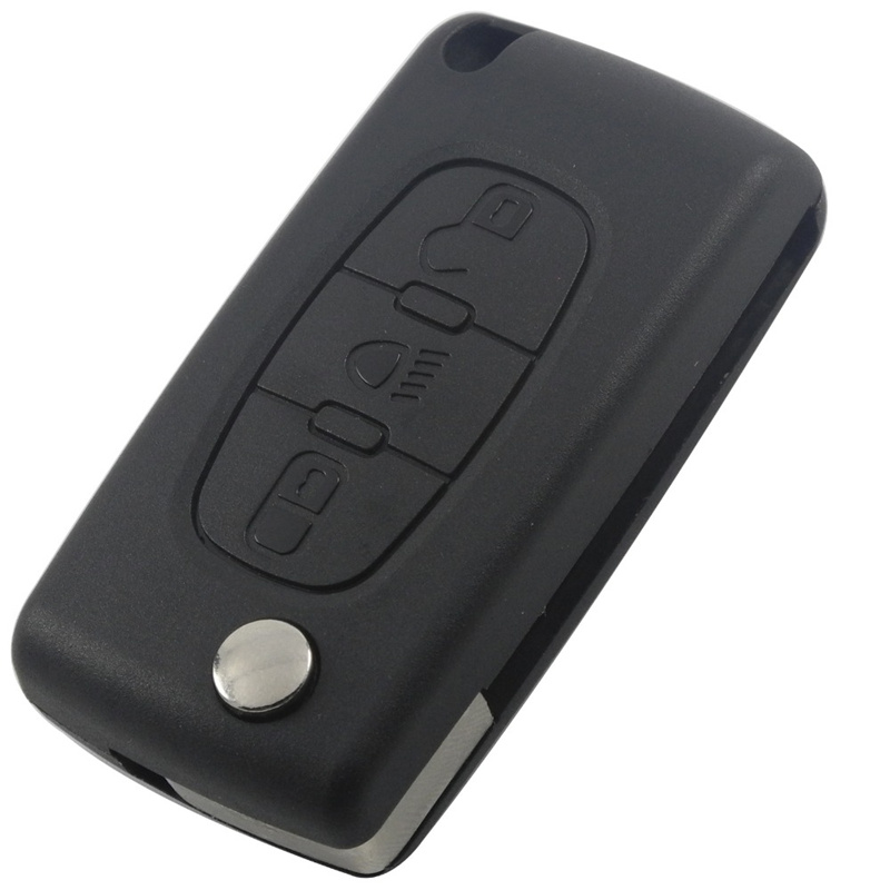 AS009006 0523 Peugeot and Citroen flip remote key shell 3 button (Light button) VA2