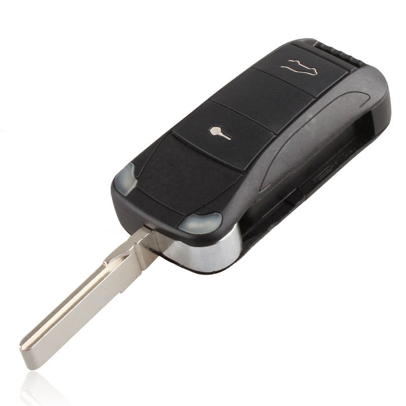AS005004 2 Button Folding Remote Key Shell Fob for Porsche Cayenne GTS Uncut Blade Car Key Shell Cheap Replacement Keyless Car Key Case