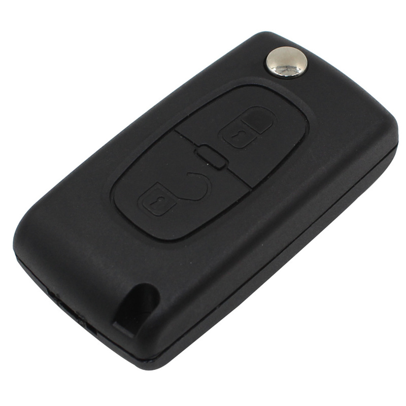 AS009010 0536 Peugeot 2 Button  Flip remote control key shell With Groove HU83