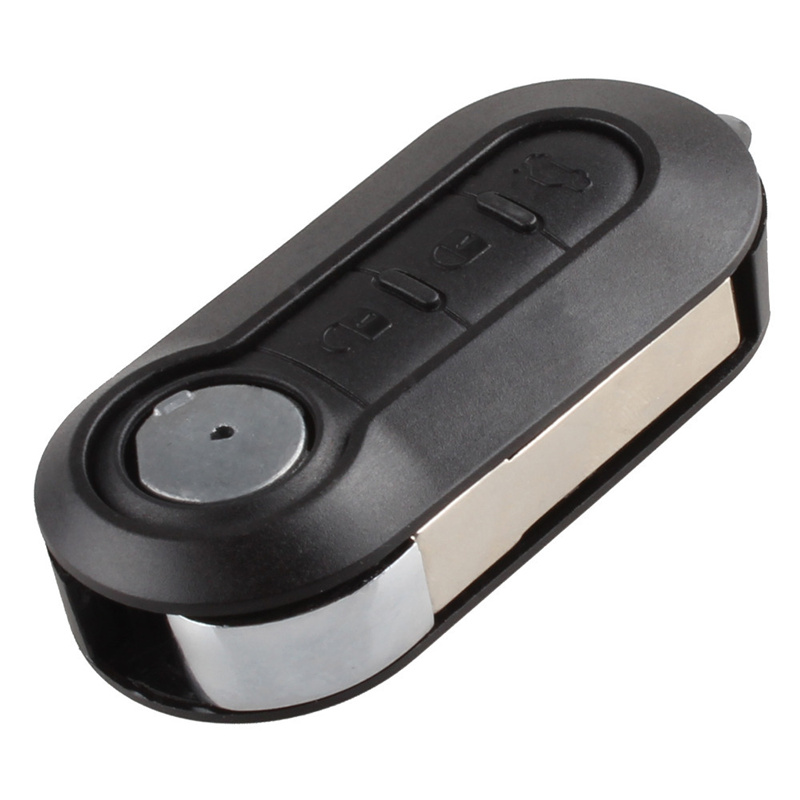 AS017013 NEW Replacement Shell Folding Flip Key Case 3 Button for Fiat 500 With Black