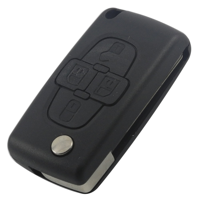 AS009003 0523 Peugeot flip remote key shell 4 button for 1007 and Citroen (HU83,VA2)