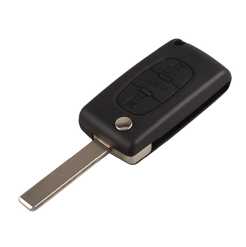 AS009030 0523 Peugeot 307 flip remote key shell 3 button no HU83
