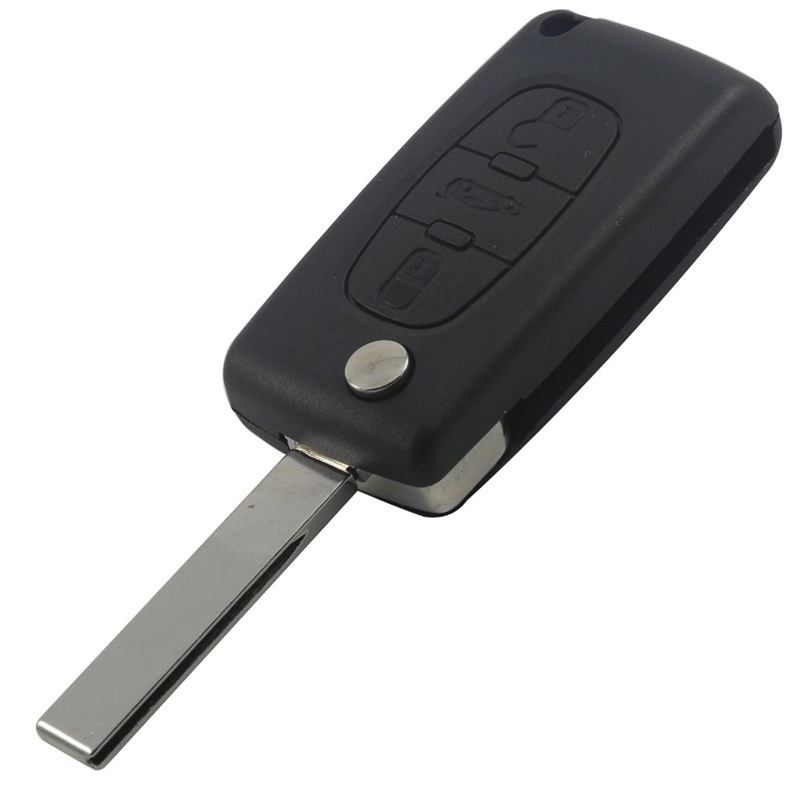 AS009011 0536 Peugeot 3 Button  Flip remote control key shell With Groove HU83