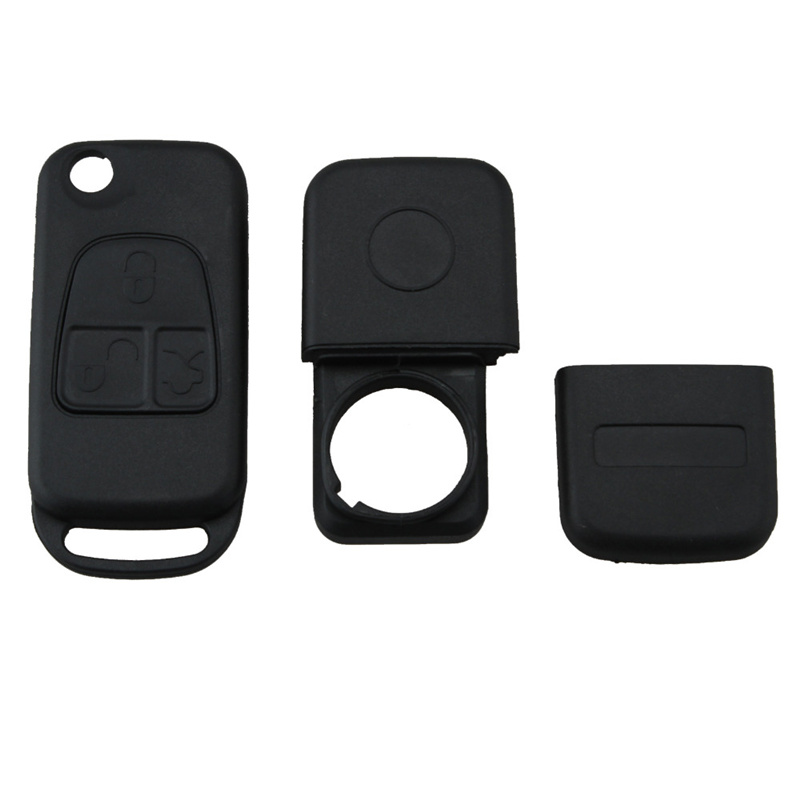 AS002003 Flip Remote Key Shell With HU64 Blade fit for MERCEDES For BENZ 3 Button Switchblade Fob ML SL S C With Logo