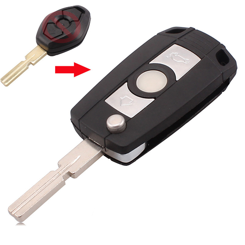 AS006004 BMW Modified Flip Remote Key Shell 3 Buttons Empty Case With HU58 Folding Blade