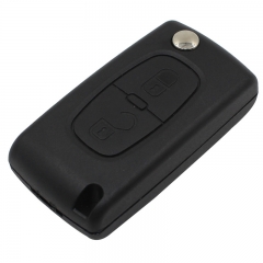 AS009010 0536 for Peugeot 2 Button  Flip remote control key shell With Groove HU83