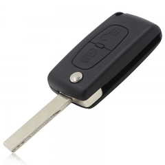 AS009010 0536 for Peugeot 2 Button  Flip remote control key shell With Groove HU83