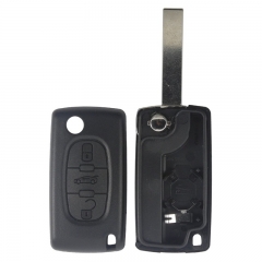 AS009011 0536 for Peugeot 3 Button  Flip remote control key shell With Groove HU83