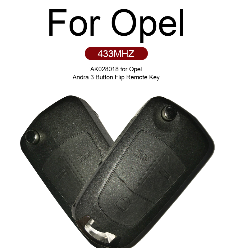 AK028018 FOR Opel Andra 3 Button Flip Remote Key 433MHZ