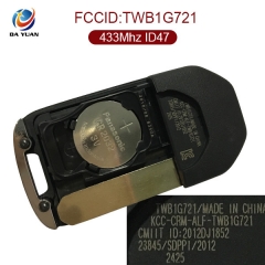 AK003075 For Honda Accord 3 button  Remote Control Folding With A Type TWB1G721 433Mhz  ID47