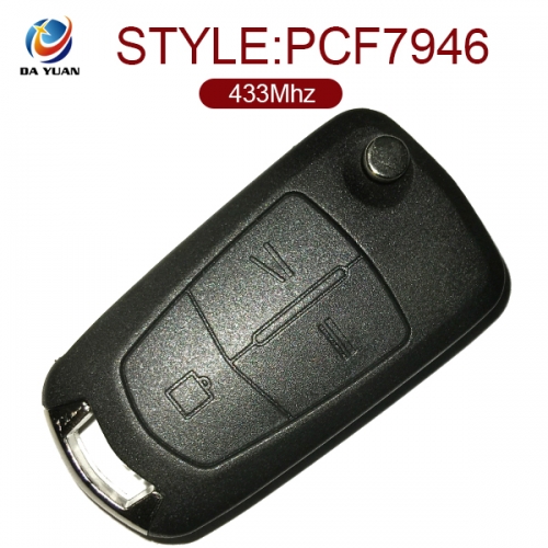 AK028006 Flip Remote Key Fob 3 Button 433MHz PCF7946 for Vauxhall Opel Vectra C Signum