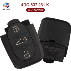 AK008002 For Audi A6 TT New 3 Button Flip Key Remote Fob 433.92MHZ 4D0 837 231 K