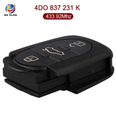 AK008002 For Audi A6 TT New 3 Button Flip Key Remote Fob 433.92MHZ 4D0 837 231 K
