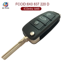 AK008025 For Audi  Flip  Remote Key 3 Button  433MHZ  ID48  8X0 837 220 D