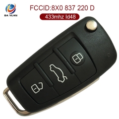 AK008025 For Audi  Flip  Remote Key 3 Button  433MHZ  ID48  8X0 837 220 D