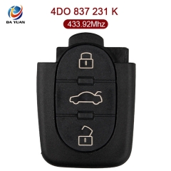 AK008002 For Audi A6 TT New 3 Button Flip Key Remote Fob 433.92MHZ 4D0 837 231 K