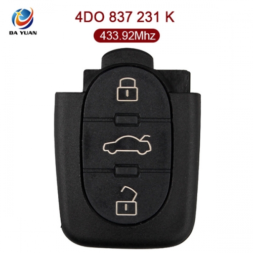 AK008002 For Audi A6 TT New 3 Button Flip Key Remote Fob 433.92MHZ 4D0 837 231 K