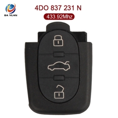 AK008001 for Audi A6 Remote Car Key Control 3 Button 433.92MHz 4D0 837 231 N For Europe South America