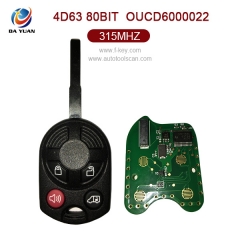 AK018060 for Ford Remote Key 4 Button 315MHz 4D63 80bit OUCD6000022