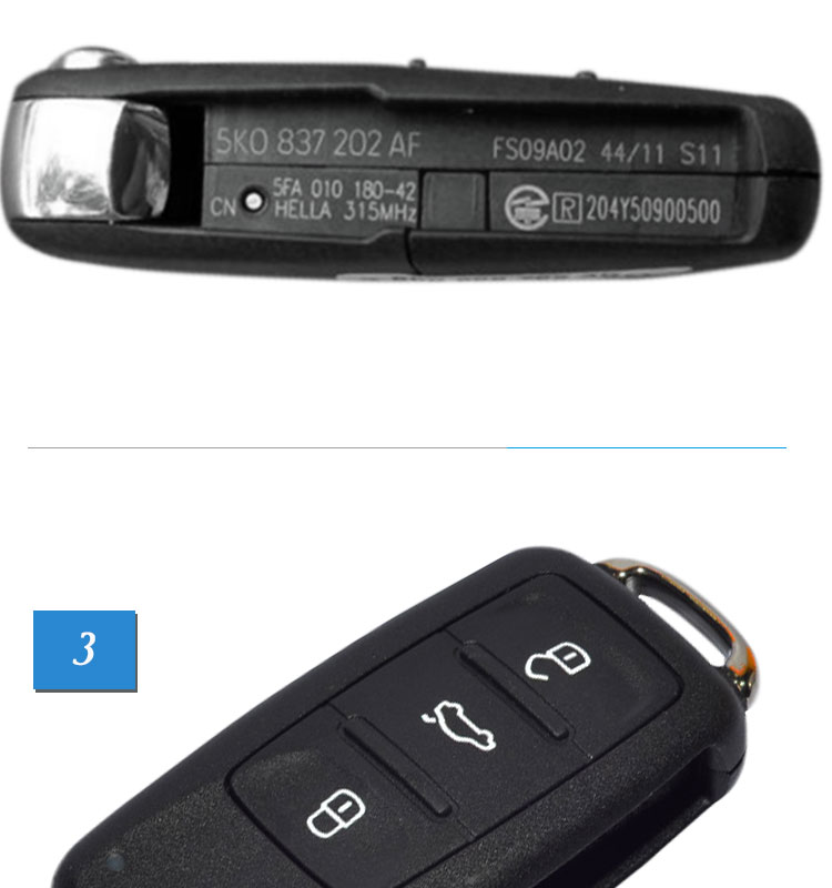 AK001026  VW Remote Key 3 Button 5K0 837 202 AF 315MHZ