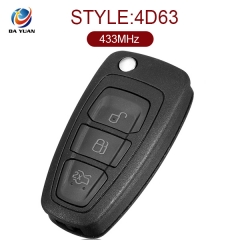 AK018034 for Ford Focus  Fiesta Keyless Entry Fob Flip Key 3 Button 433MHz 4D63 With HU101 Blade