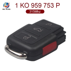 AK001014 for VW Remote Key 3+1 Button 315MHz 1K0 959 753 P for America Canada Mexico China
