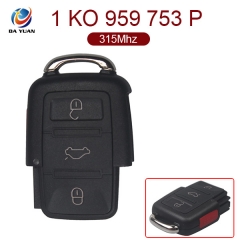 AK001014 for VW Remote Key 3+1 Button 315MHz 1K0 959 753 P for America Canada Mexico China