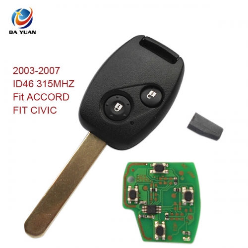 AK003012 2003-2007 for Honda Remote Key 2 Button and Chip Separate ID46 315MHZ Fit ACCORD FIT CIVIC