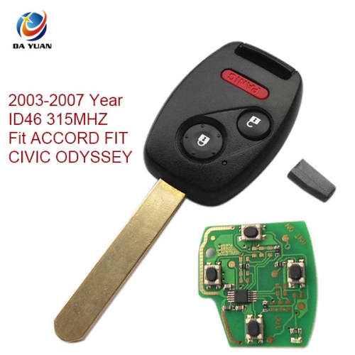 AK003027 2003-2007 for  Honda Remote Key 2+1 Button and Chip Separate ID46 315MHZ Fit ACCORD FIT CIVIC