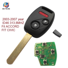 AK003028 2003-2007 for Honda Remote Key 2+1 Button and Chip Separate ID46 313.8MHZ Fit ACCORD FIT CIVIC