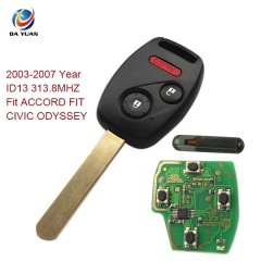 AK003024 2003-2007 for Honda Remote Key 2+1 Button and Chip Separate ID13 313.8MHZ Fit ACCORD FIT CIVIC