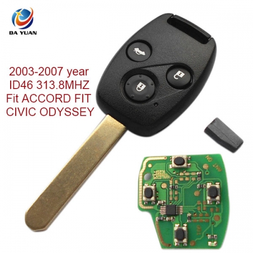 AK003029 2003-2007 for Honda Remote Key 3 Button and Chip Separate ID46 313.8MHZ Fit ACCORD FIT CIVIC