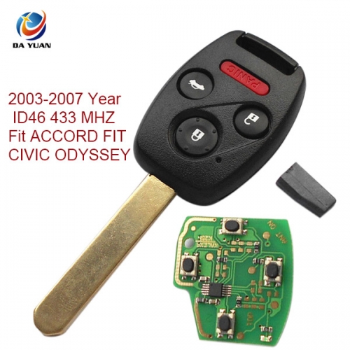 AK003031 2003-2007  for Honda Remote Key 3+1 Button and Chip Separate ID46 433 MHZ Fit ACCORD FIT CIVIC