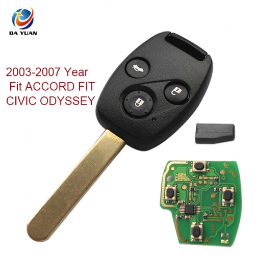 AK003043 2003-2007 for  Honda Remote Key 3 Button and Chip ID8E 313.8MHZ  Fit ACCORD FIT CIVIC