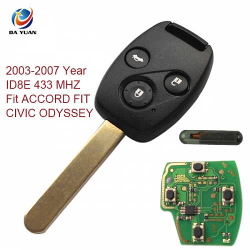 AK003041 2003-2007 for  Honda Remote Key 3 Button and Chip Separate ID8E 433 MHZ Fit ACCORD FIT CIVIC