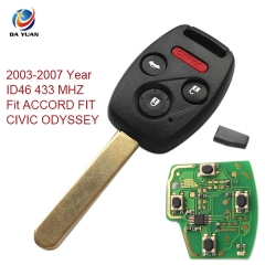 AK003040 2003-2007 for Honda Remote Key 3+1 Button and Chip Separate ID46 433 MHZ Fit ACCORD FIT CIVIC