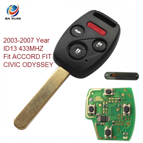 AK003039 2003-2007 for Honda Remote Key (3+1) Button and Chip Separate ID13 433MHZ Fit ACCORD FIT CIVIC