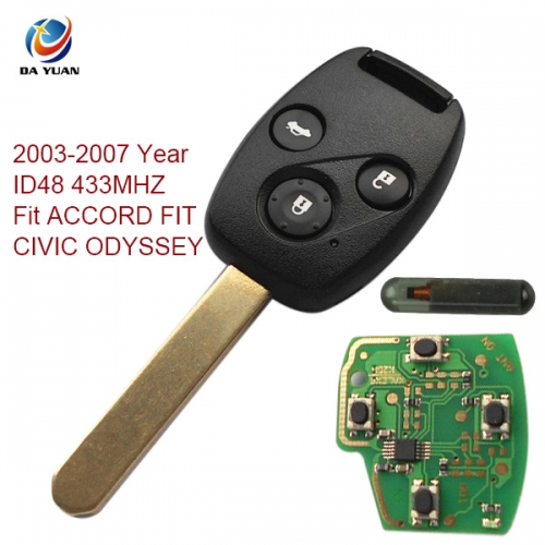 AK003044 2003-2007  for Honda Remote Key 3 Button and Chip Separate ID48(433MHZ) Fit ACCORD FIT CIVIC