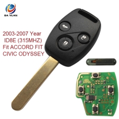 AK003046 2003-2007 for Honda Remote Key 3 Button and Chip Separate ID8E (315MHZ) Fit ACCORD FIT CIVIC