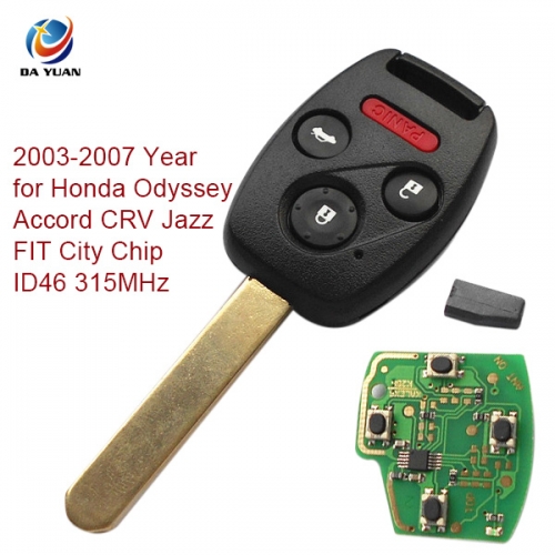 AK003054 Remote Key 2003-2007 for Honda  Accord CRV Jazz FIT City Chip ID46 3+1 Buttons 315MHz
